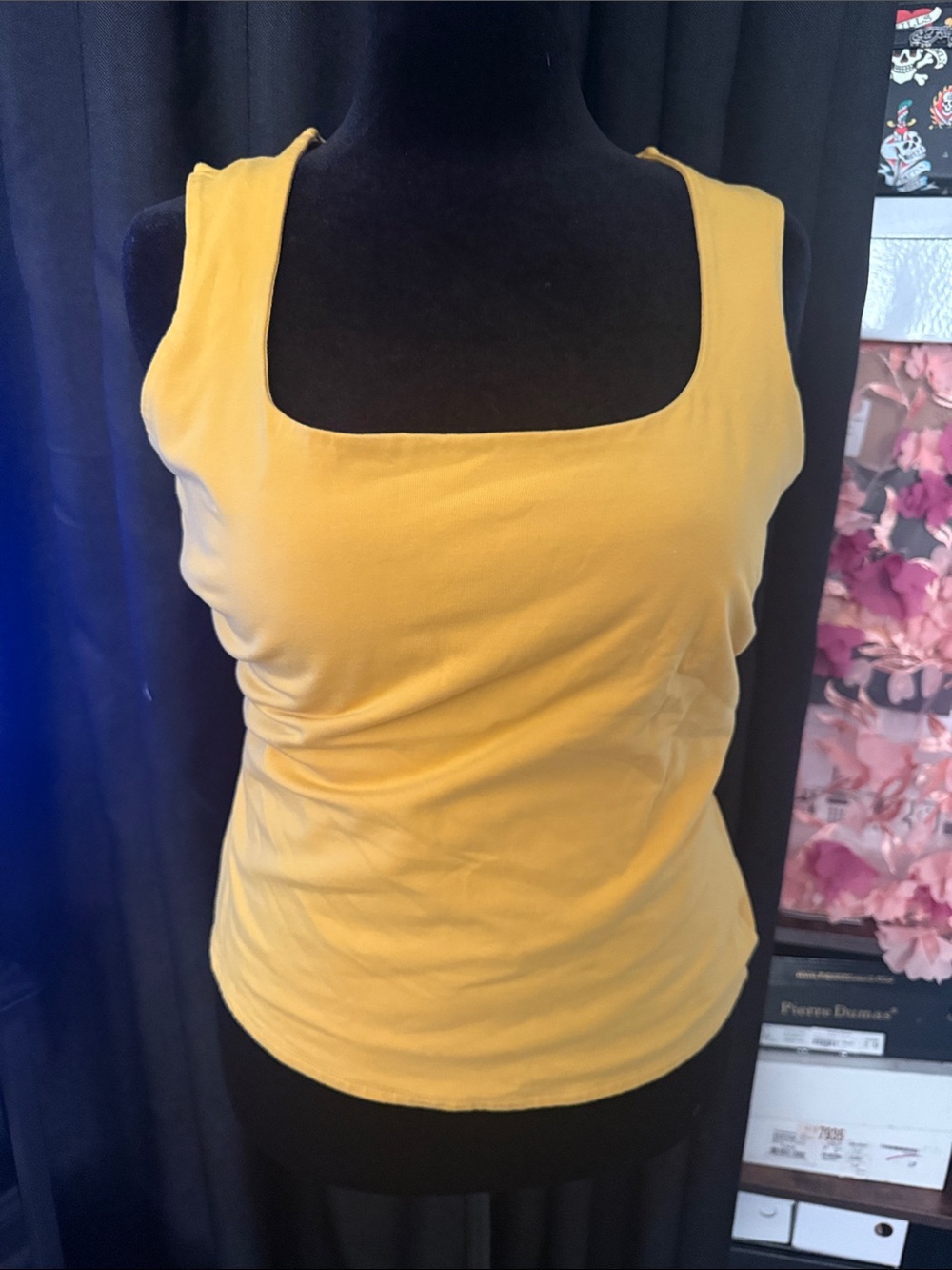 Express Mustard Yellow Square-Neck Tank Top